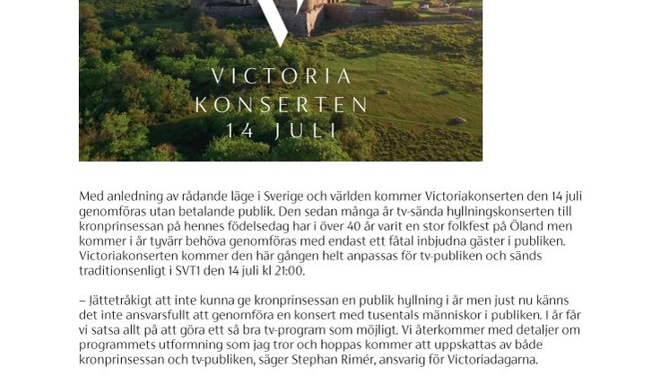 Victoriakonserten genomförs utan publik