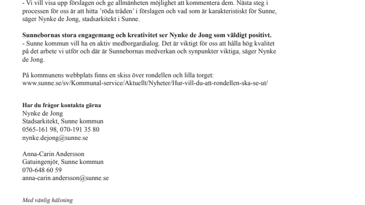 60 förslag på utsmyckning av nya rondellen i Sunne ställs ut 
