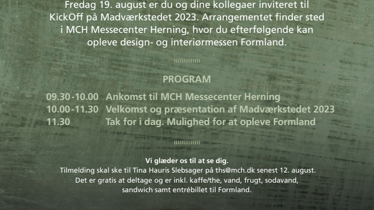 Kick off-invitation til Madværkstedet Messe 2023