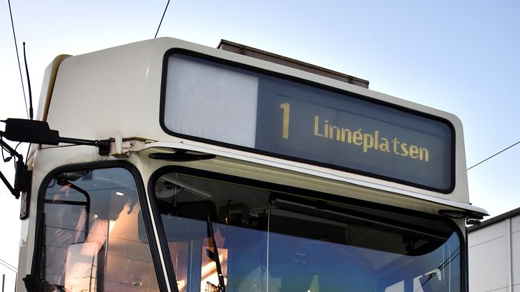 Tillfälliga linjeskyltar i spårvagnarna