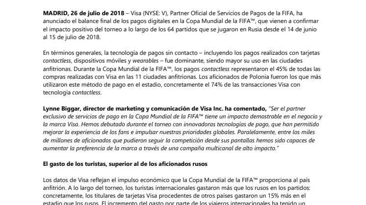 Los fans ganan con Visa en la Copa Mundial de la FIFA Rusia 2018™