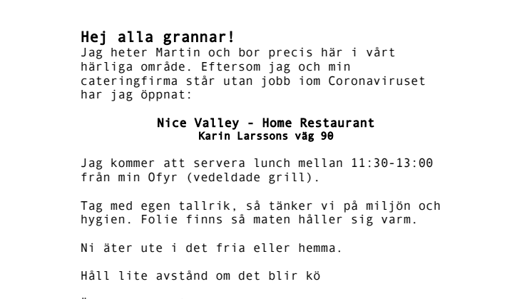 Brev till grannarna i Sköndal