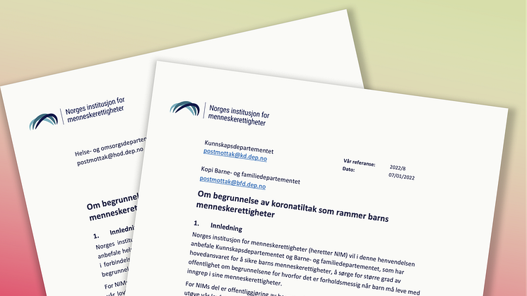 Brev til flere departementer om behov for offentliggjøring av begrunnelser for koronatiltak som griper inn i menneskerettighetene