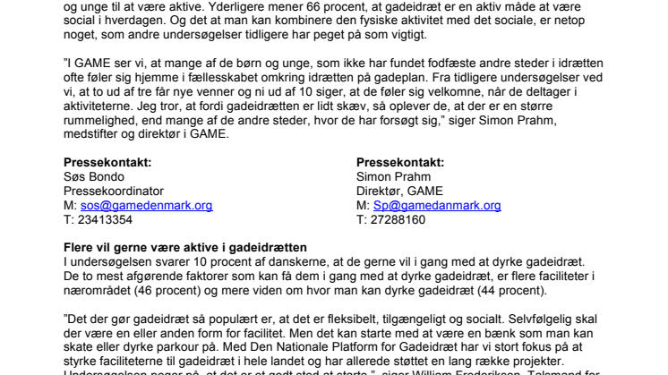 Ny undersøgelse: Et flertal af danskerne mener, at gadeidræt kan få flere børn og unge til at være aktive