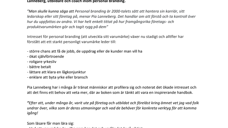 Att profilera sig till framgång - nu kommer handboken som lär dig hur du bygger ett starkt personligt varumärke