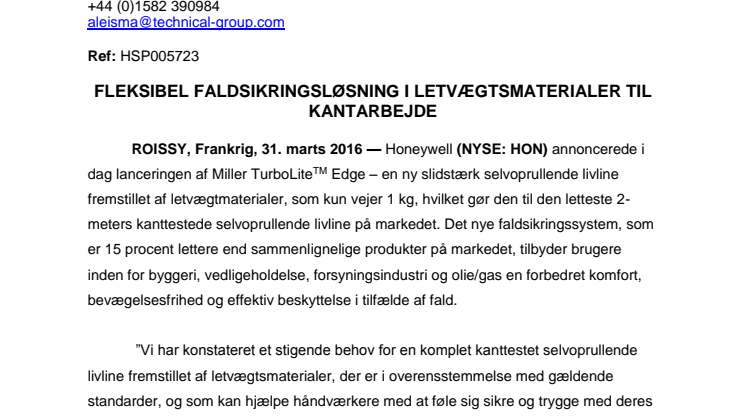 Fleksibel faldsikringsløsning i letvægtsmaterialer til kantarbejde 