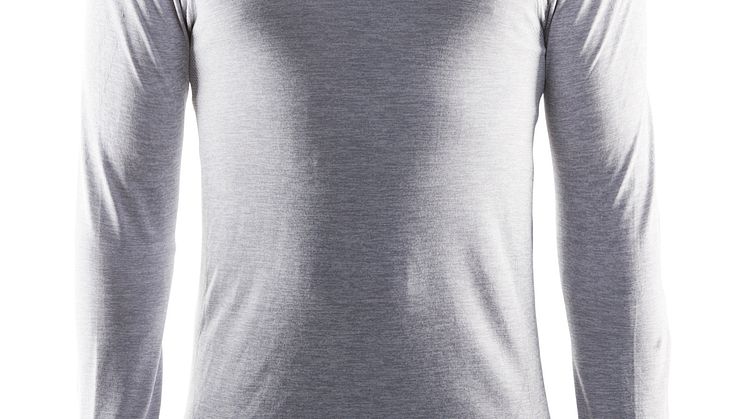 Active Comfort round neck long sleeve för herr i färgen grey melange (ca pris 350 kr)