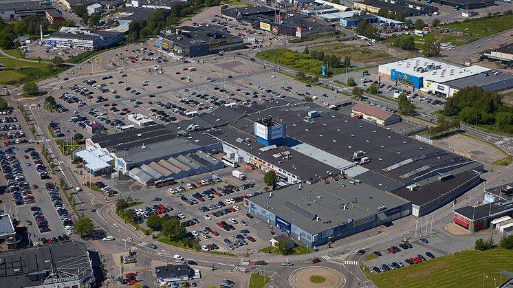Flygbild nära, Backaplan, Göteborg
