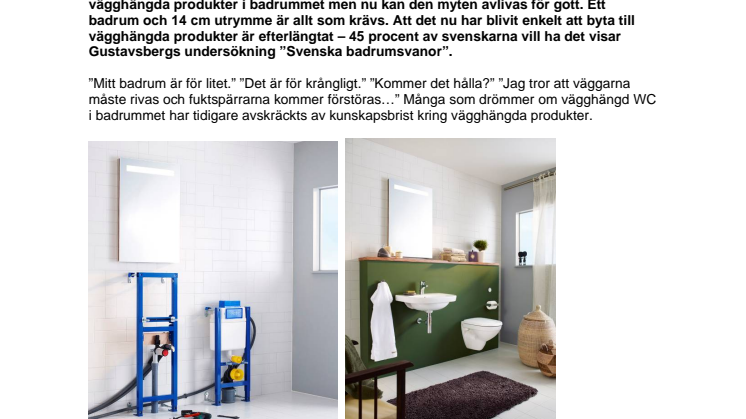 Nu enklare än någonsin att vägghänga WC och tvättställ