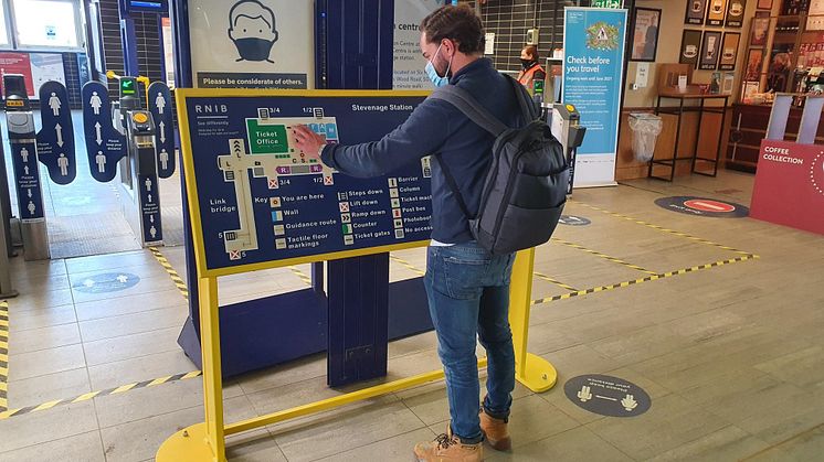 £700,000 has been invested to improve accessibility at 33 stations (see ed's notes for full list). Stevenage has new tactile maps with raised symbols and lettering for people who are blind or partially sighted