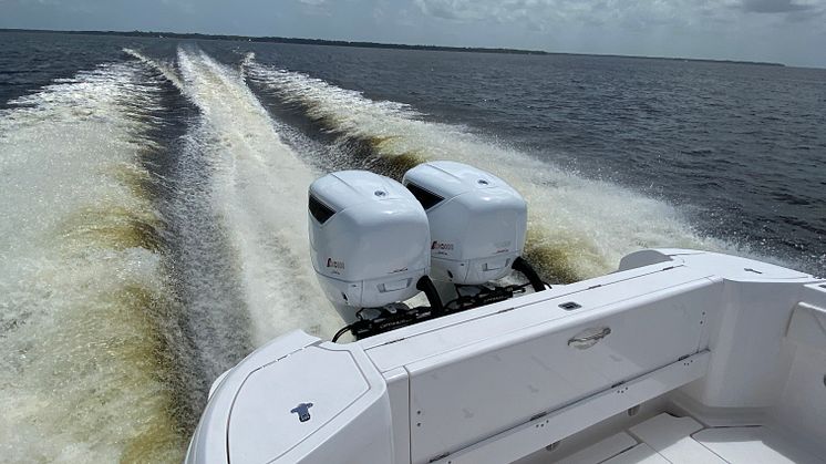 The CXO300 diesel outboard is now installed and running on the first boat located in North America. 