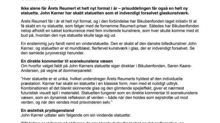 John Kørner bag ny Årets Reumert-statuette
