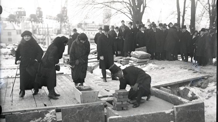 Grundstensläggningen vid Sjöfartsmuseet Akvariet, 4 feb 1931