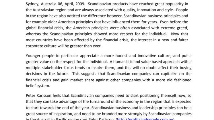 Scandinavian business principles and ethics are becoming more popular in Australia and Asia