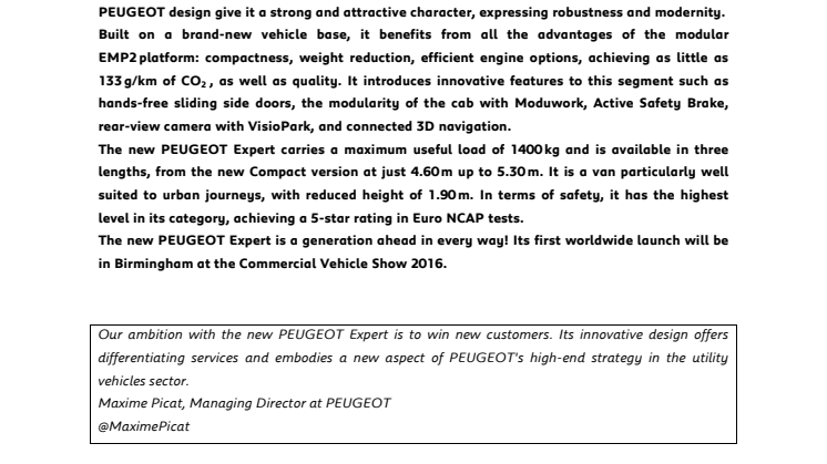 Nya Peugeot Expert tar ett kliv in i framtiden