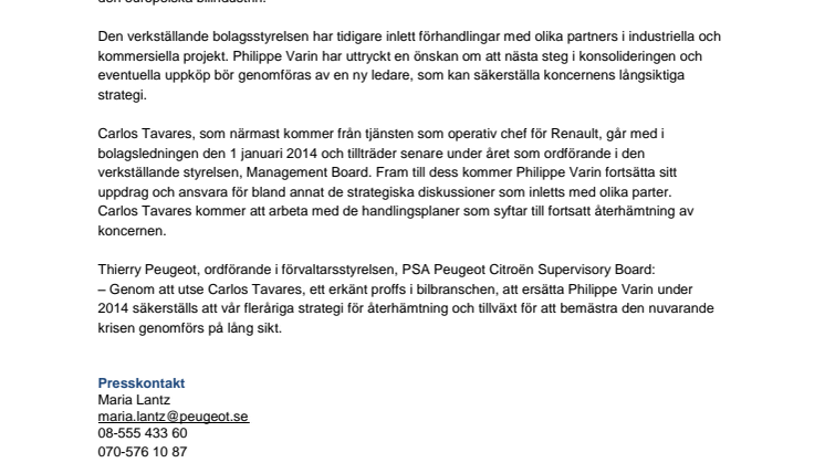 Carlos Tavares i bolagsledningen för PSA Peugeot Citroën