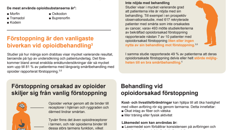 Förstoppning orsakad av läkemedel med opioider är vanligt och betungande
