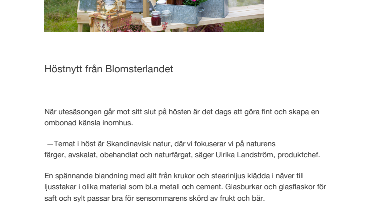 Höstnytt från Blomsterlandet