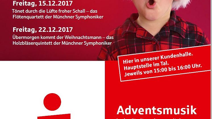 Kostenlose Adventskonzerte in der Hauptstelle der Stadtsparkasse München