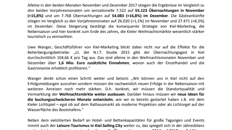 Tourismus in Kiel boomt weiter - Jahresbilanz 2017