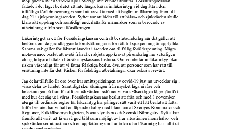 Svar från Försäkringskassan