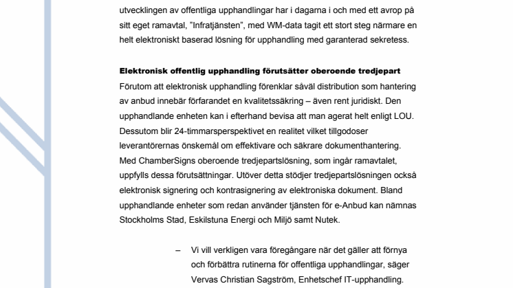 Verva tar ett viktigt steg mot effektivare upphandling