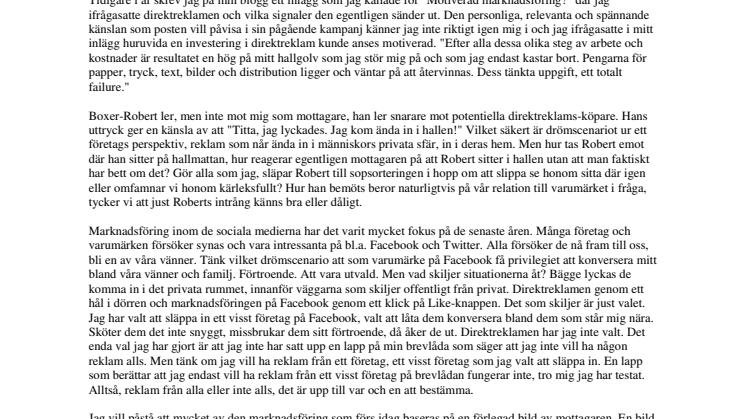 "Dagens marknadsföring baseras på en förlegad bild av mottagaren"  -  Martin Karlsson i Veckans fokus