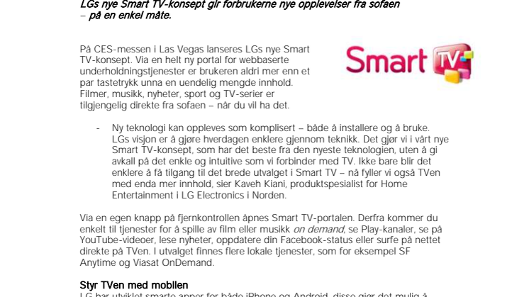 Større opplevelser i sofaen med LGs nye Smart TV
