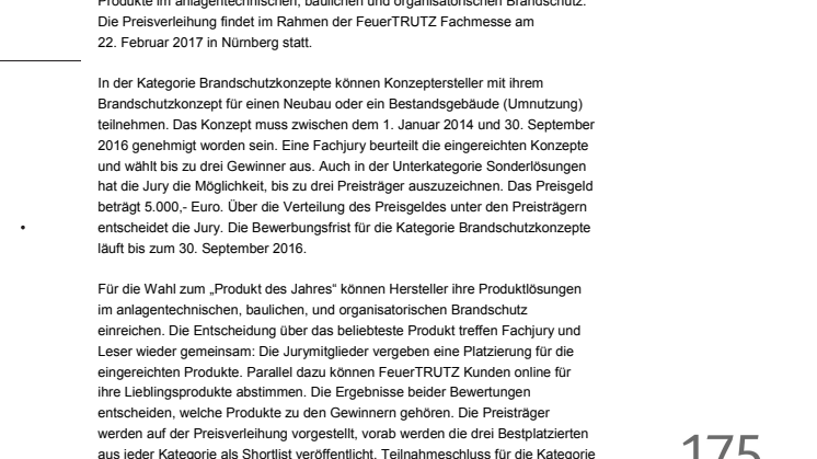 Brandschutz des Jahres 2017 ausgelobt