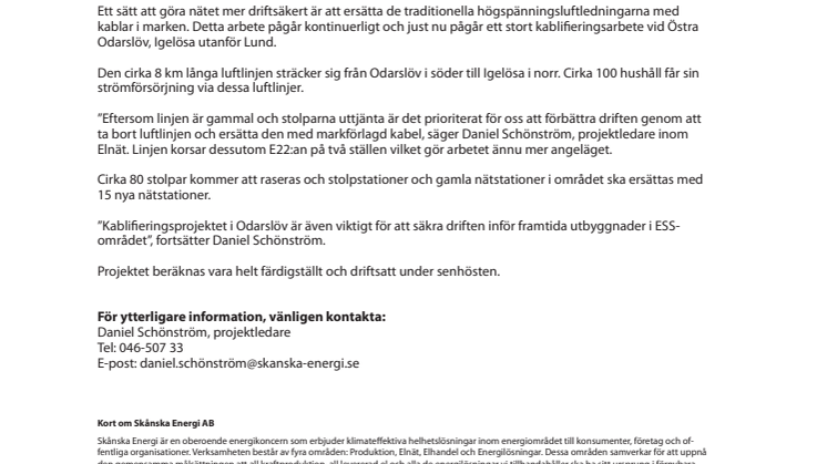 Kablifieringsprojekt i Odarslöv