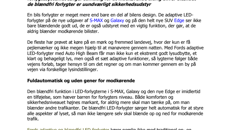 Ford skåner dit nattesyn, både på landet og i byen