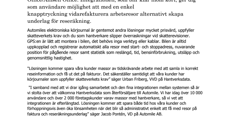 PR samarbete med Automile