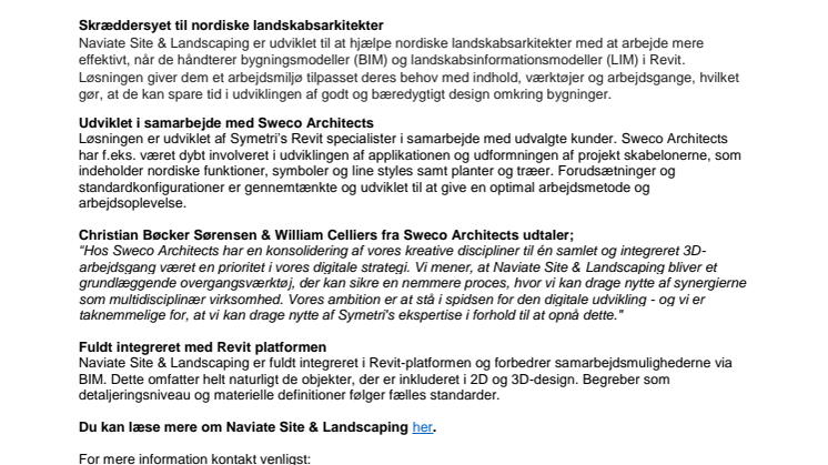 Symetri Europe & Sweco Architects lancerer det første Revit add-in til nordiske landskabsarkitekter