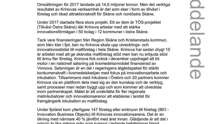 Krinova stärker utvecklingsstödet till företag