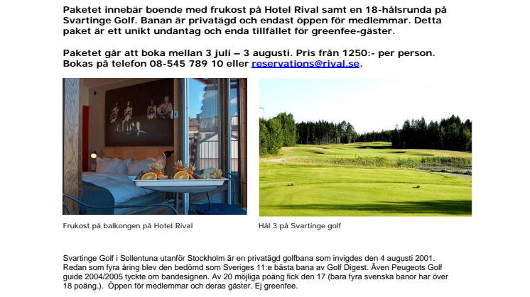 Spela på en av Sveriges bästa golfbanor & bo på ett av världens bästa hotell