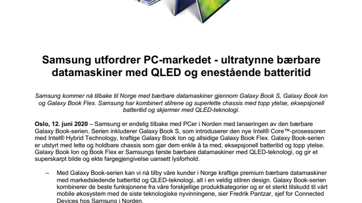 Samsung utfordrer PC-markedet - ultratynne bærbare datamaskiner med QLED og enestående batteritid
