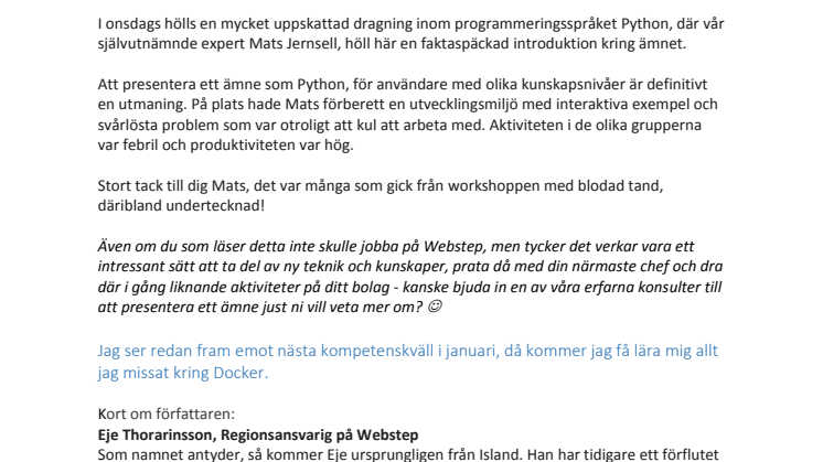 En sak jag sällan missar är våra kompetenskvällar