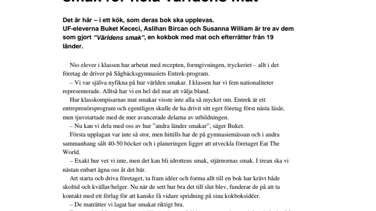 De är UF-elever med smak för hela världens mat
