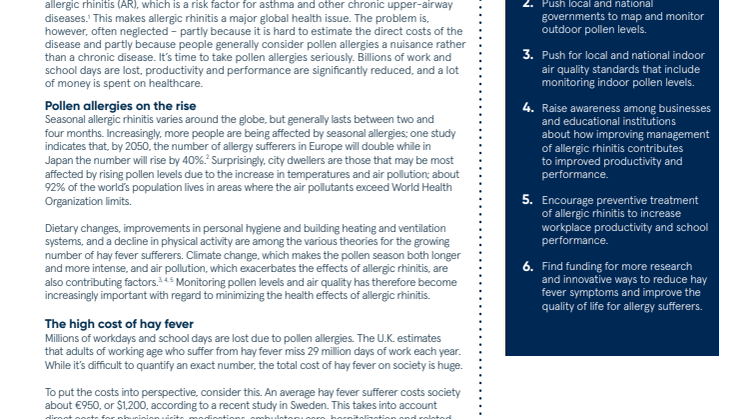 Pollen-allergy relief: Monitor and control air quality at workplace and school