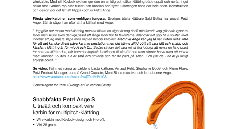 Lätt och snabb med nya Petzl Ange