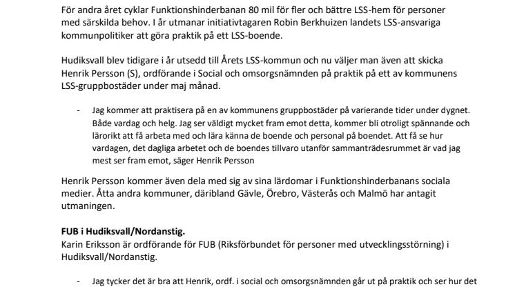 Hudiksvall antar Funktionshinderbanans utmaning att praktisera på LSS-boende