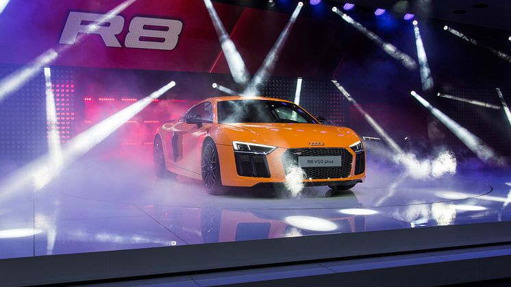 The new Audi R8 V10 plus on the Geneva Motorshow 2015