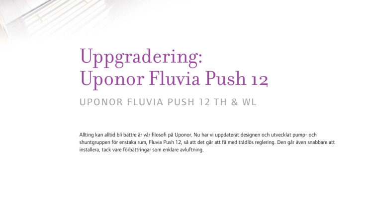 Uppgradering: Uponor Fluvia Push 12