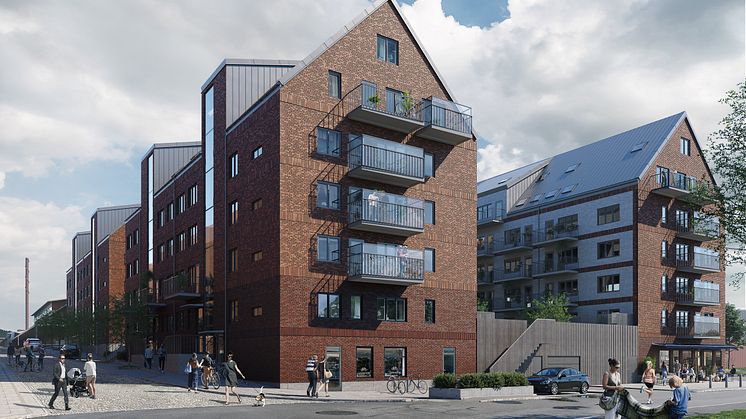 Wallenstam påbörjar byggnationen av Väven med 116 hyreslägenheter i Mölnlycke Fabriker.