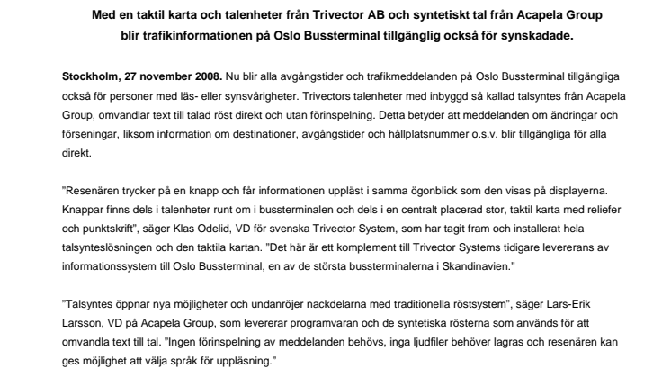 Talande informationsskyltar från Sverige ökar tillgängligheten på Oslo Bussterminal