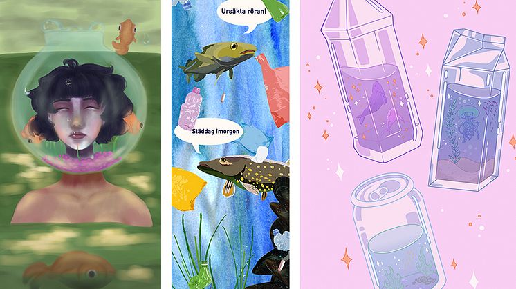 från vänster illustratörer Matilda Ter-Borch, Julia Andersson Hallin och Hedvig Karlsson