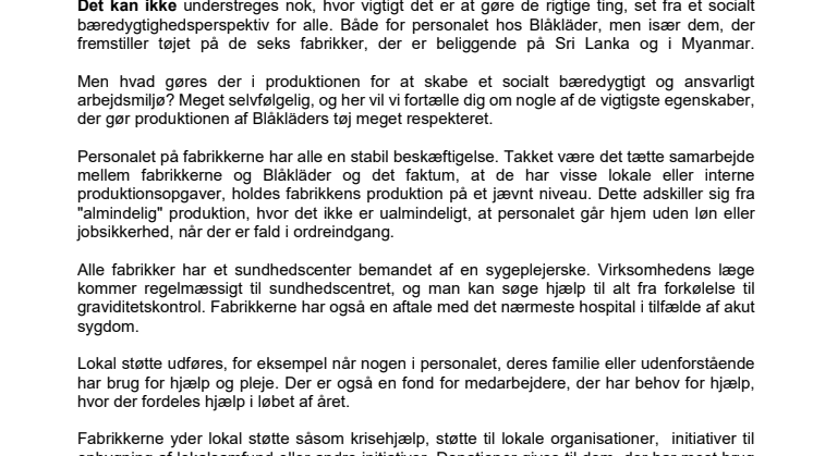 SOCIALT ANSVAR I BLÅKLÄDERS PRODUKTION