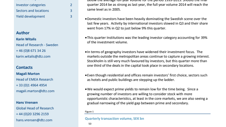 DTZ Investment Market Update Sweden Q3 2014