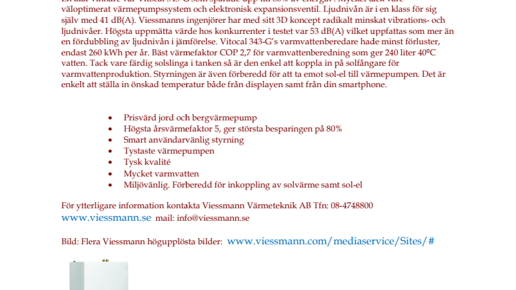 Viessmann 343-G bergvärmepump bäst i energimyndighetens test!