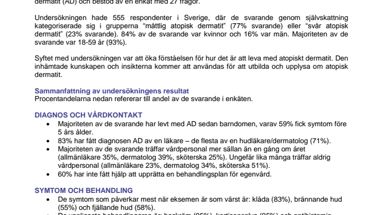 Faktablad patientundersökning atopisk dermatit